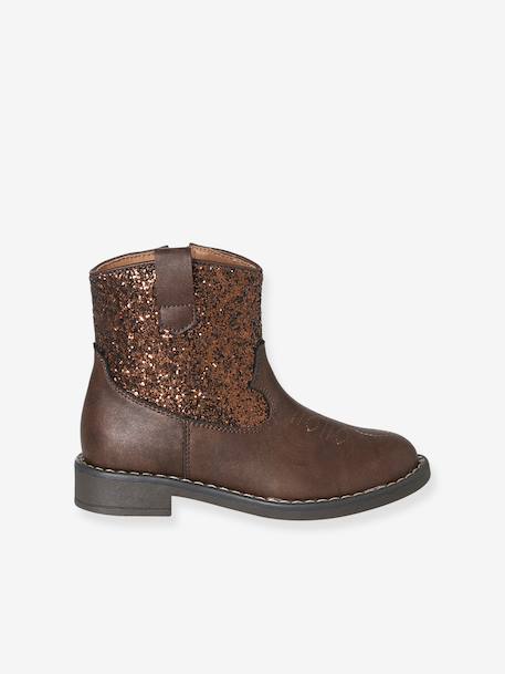 Zip-up synthetic boots for girls brown 