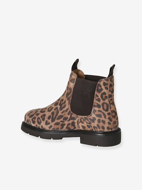 Leather elasticated ankle boots for girls beige 