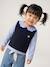 Sleeveless jumper for babies ecru+navy blue+rosy 