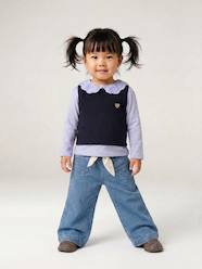 -Wide Leg Jeans with Tie Belt, for Babies
