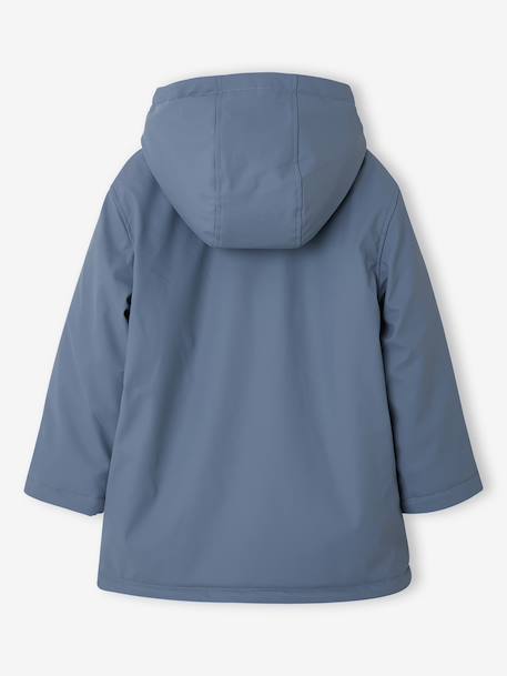 Raincoat with Hood & Sherpa Lining for Boys grey blue+night blue 