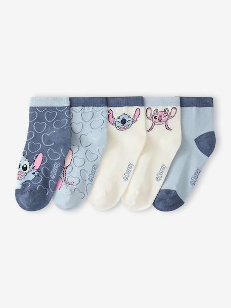 Pack of 5 Lilo & Stitch ankle socks for girls denim blue 