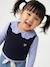 Sleeveless jumper for babies ecru+navy blue+rosy 