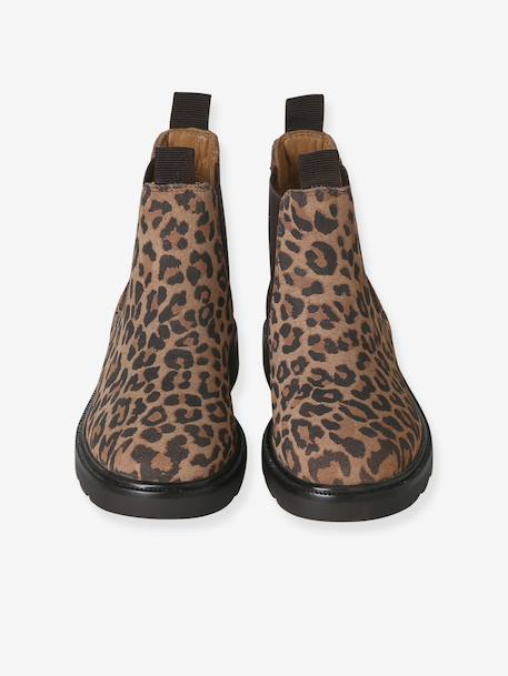 Leather boots with elasticated sides for girls beige 