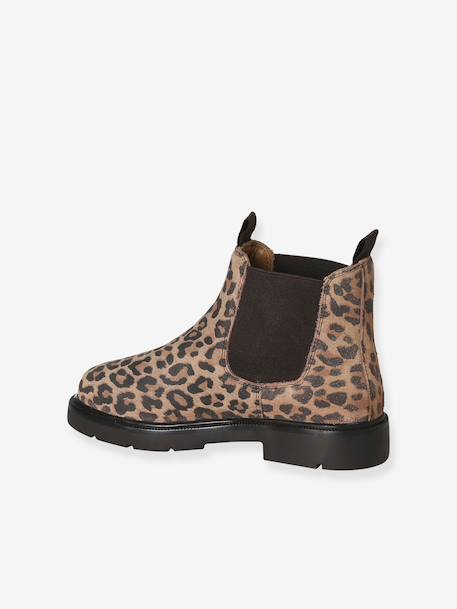 Leather boots with elasticated sides for girls beige 