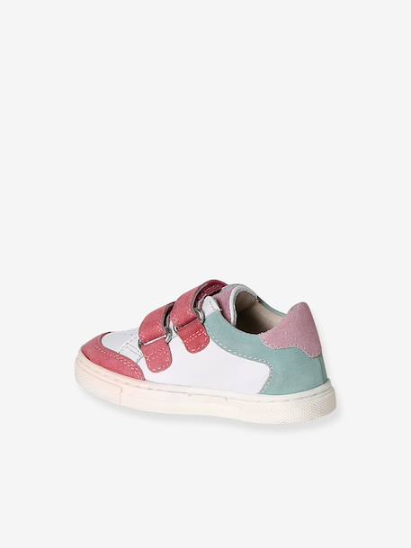 Leather trainers with hook and loop tape for babies set purple+set white 