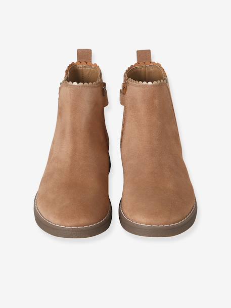 Leather Boots with Elastic, for Girls camel+gold+navy blue 