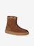 Pair of girls leather boots brown+taupe 