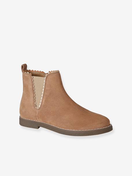 Leather Boots with Elastic, for Girls camel+gold+navy blue 