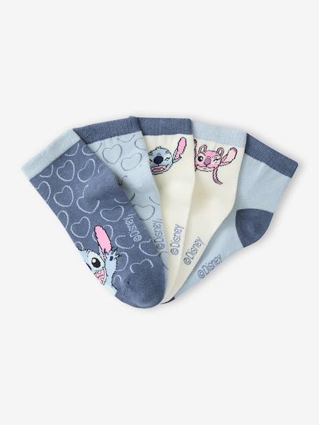 Pack of 5 Lilo & Stitch ankle socks for girls denim blue 