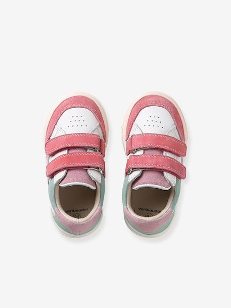 Leather trainers with hook and loop tape for babies set purple+set white 