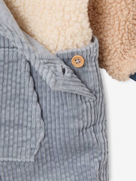 Dungarees and sherpa sweatshirt set for baby boys grey blue 