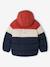 Hooded puffer jacket for boys blue+rust 