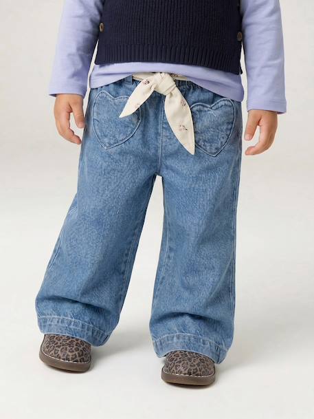 Wide Leg Jeans with Tie Belt, for Babies brut denim+stone 