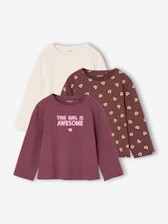 -Pack of 3 long-sleeved girls' fancy t-shirts 