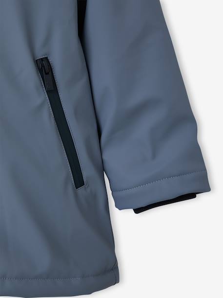 Raincoat with Hood & Sherpa Lining for Boys grey blue+night blue 