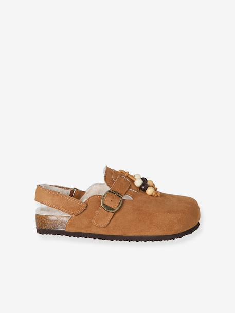 Mule slippers for girls brown 