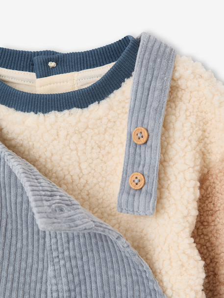 Dungarees and sherpa sweatshirt set for baby boys grey blue 