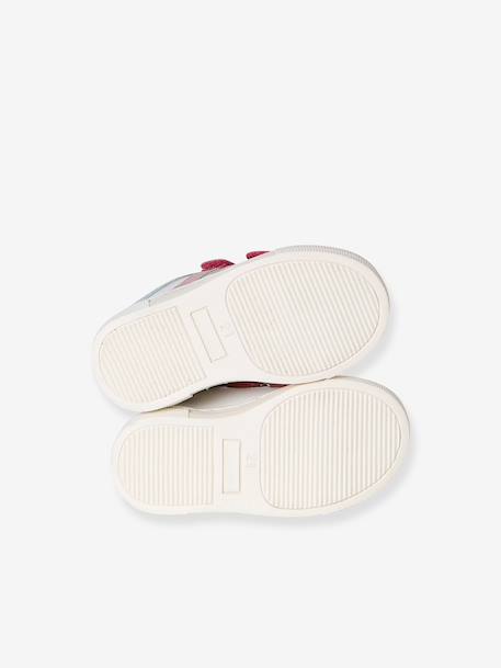 Leather trainers with hook and loop tape for babies set purple+set white 