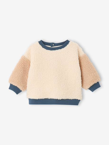 Dungarees and sherpa sweatshirt set for baby boys grey blue 