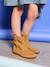 Leather zip-up boots for girls brown 