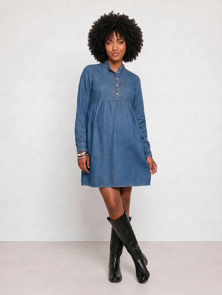 Maternity long-sleeved dress stone 