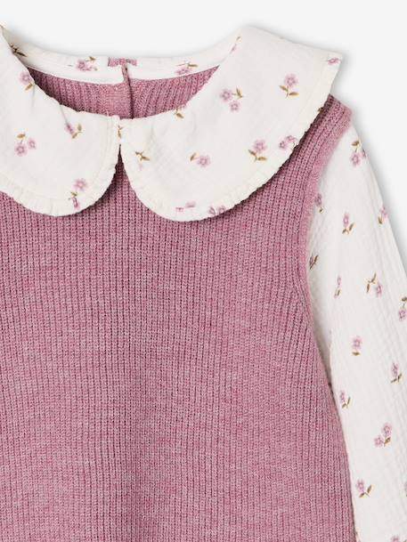 2-in-1 jumper for girls lilac+navy blue+tomato red 