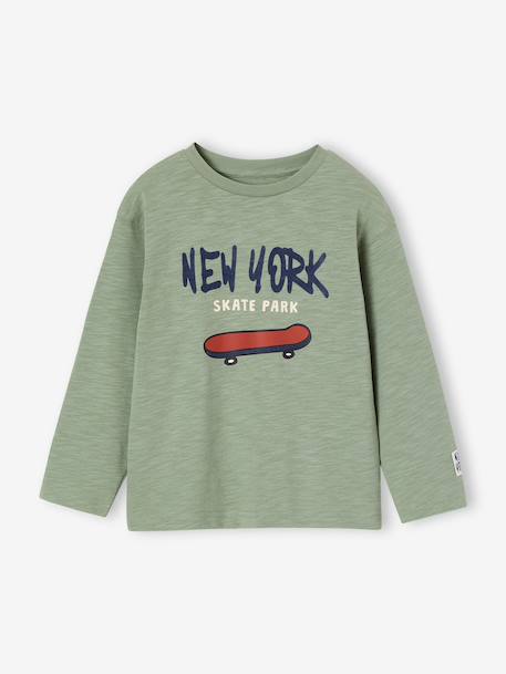Flocked Long-Sleeved T-Shirt for Boys dusky pink+sage green 