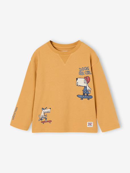 Long-sleeved T-shirt with slogan print for boys anthracite+pistachio+yellow 