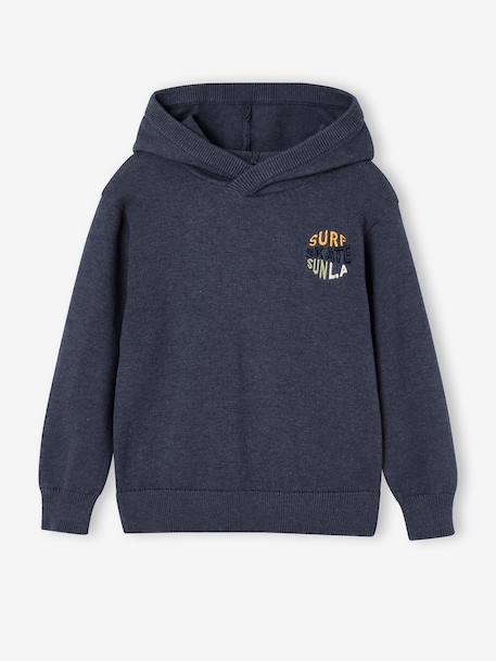 Hooded jumper for boys marl blue 