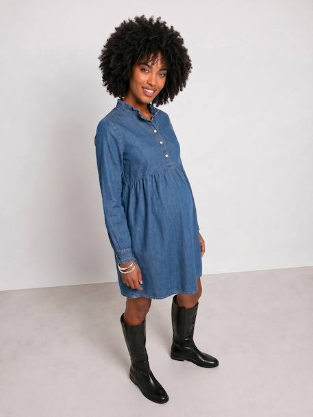 Maternity long-sleeved dress stone 