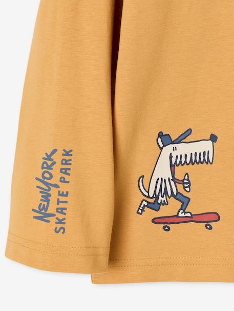 Long-sleeved T-shirt with slogan print for boys anthracite+pistachio+yellow 