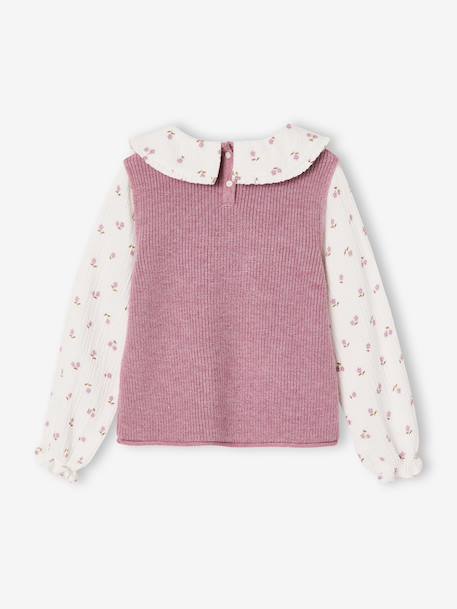 2-in-1 jumper for girls lilac+navy blue+tomato red 