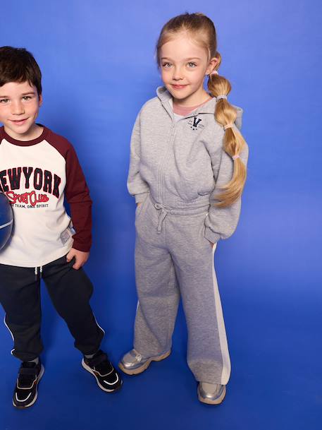 Zip-up hooded sweatshirt for girls marl grey 