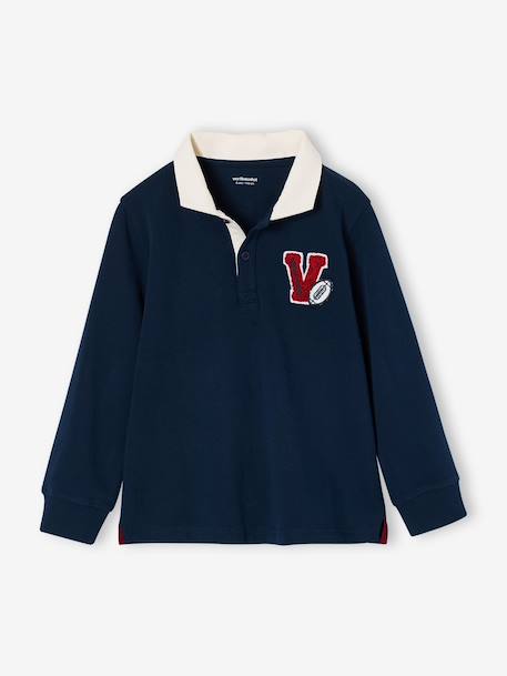Long-sleeved polo shirt for boys navy blue 