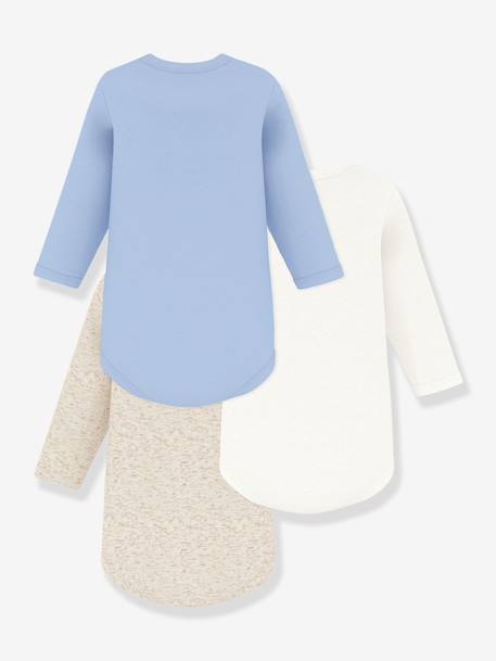 Pack of 3 long-sleeved bodysuits PETIT BATEAU beige 