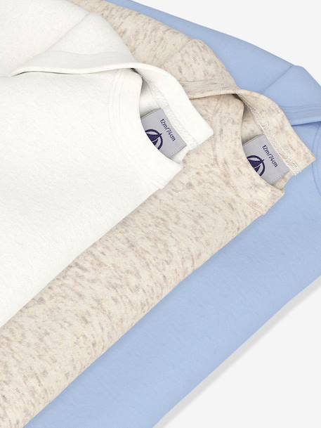Pack of 3 long-sleeved bodysuits PETIT BATEAU beige 