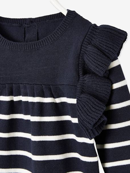 Sailor-Style Dress for Baby Girls Dark Blue Stripes 