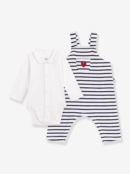Dungarees and bodysuit set PETIT BATEAU white 