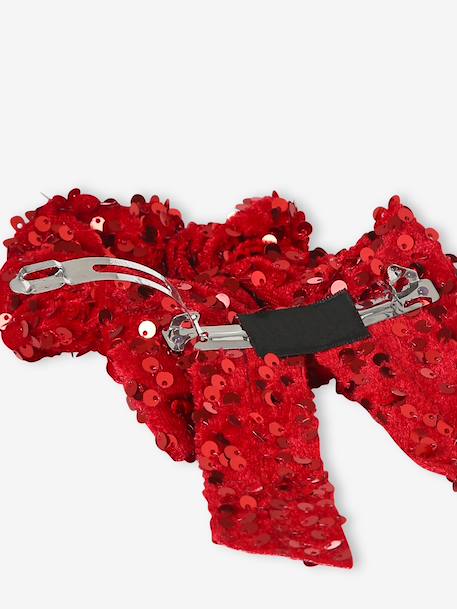 Sequin hair clip and scrunchie for girls red 