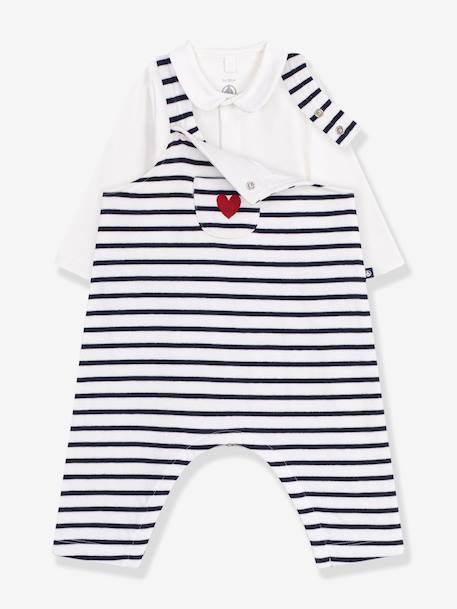 Dungarees and bodysuit set PETIT BATEAU white 