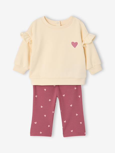 Sweatshirt and leggings set for baby girls raspberry pink 