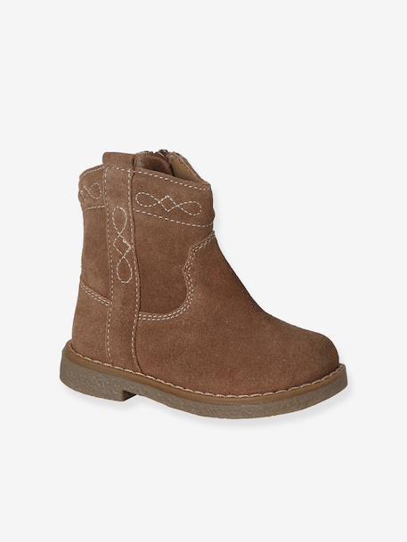 Baby first walker leather ankle boots brown 