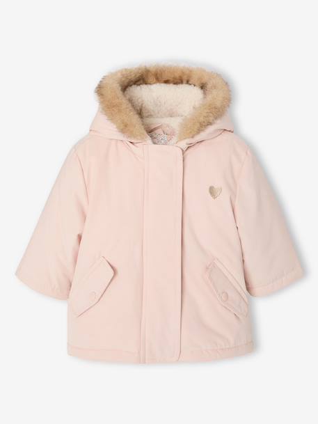 Parka + lightweight jacket 3-in-1 for babies olive+rosy 