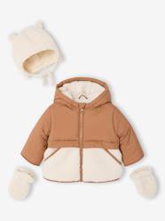 Baby-Outerwear-Coats-Puffer jacket with hat and mittens for baby boys
