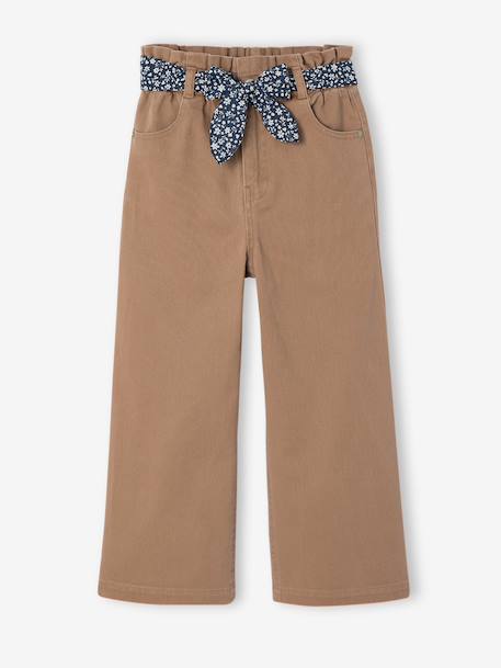 Wide-leg trousers for girls camel+rosy 