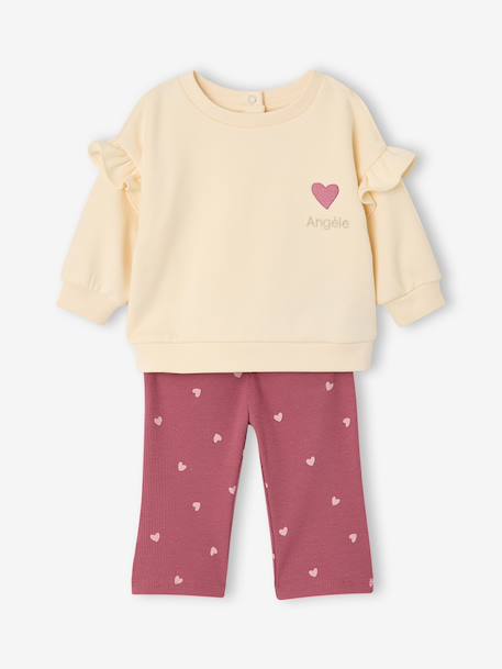 Sweatshirt and leggings set for baby girls raspberry pink 