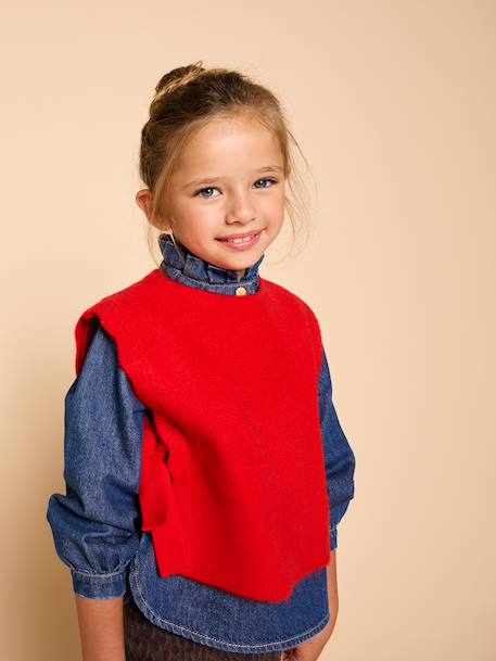 Sleeveless jumper for girls red 
