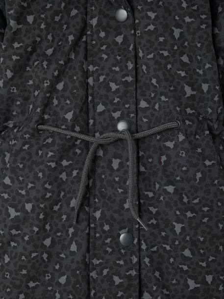 Romantic Hooded Parka for Girls anthracite+green+navy blue 