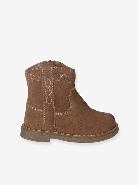 Baby first walker leather ankle boots brown 